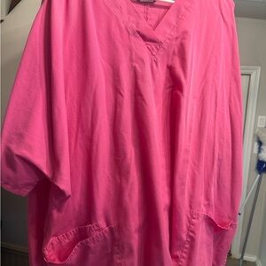 Cherokee Authentic Scrubs Bright Pink V-Neck Top